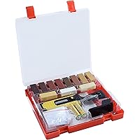 Werkzeyt Holz-Reparatur-Set 17teilig -11 unterschiedliche Farbtöne - Inkl. Wachsschmelzer, Hobel & Schleifschwamm…