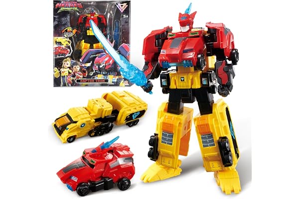 Quantum Heroes DINOSTER Robot Transforming 2 en 1 Raptor Tron, 7,48 Pouces, Jouets Transformable pour Enfants, Jouets Transforming Chariot et Robot pour garçons et Filles de 5 6 7 8 9 10 Ans