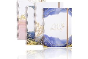 Asueilc 4 Notebook A4 Lined with Elegant Stamping Art Style Covers, Rose Gold A4 Spiral Notebook with Comfortable Elasticated Band, Student-Friendly Practical Notebook A4 Lined(70gsm, 80 Sheets)