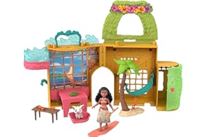 Mattel Disney Princess Vaiana Doll House & Doll, Vaiana’s Stacking Island Home with Small Doll, 2 Friend Figures & 8 Play Pieces, Inspired by Disney Movie, HXK09