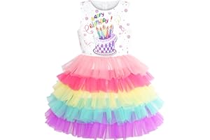 SUNNY FASHION Girls Dress Birthday Princess Ruffle Dress Cake Balloon Print Age 3-10 Years