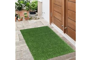 famibay Artificial Grass Door Mat Outdoor Doormats Dirt Trapper Non Slip Astro Turf Fake Grass Carpet Synthetic Grass Mat for Entryway Balcony Patio Garden