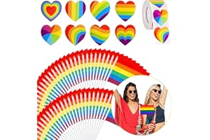 LIUPMEG 50 Stück Pride Flag+500 Stück Regenbogen Tattoo Pride,LGBTQ Flaggen Set,Gay Pride Tattoos,für Parade Fest Frauen Männer Gay Pride Feiern,Schwul Lesbisch Stolz Flaggen,LGBT Festival Party