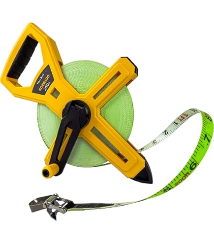 DNA Motoring 330-Foot Fiberglass Measuring Tape Reel - Contractor Grade Distance Measurement Tool