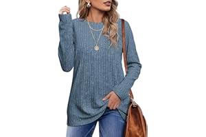 Jescakoo Damen Pullover Casual Rundhals Langarmshirt Leichtes Herbst Strickpullover Winer Oberteile
