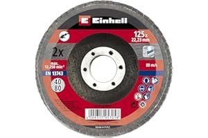 KWB BY EINHELL Original Einhell 2-tlg. Fächerscheiben-Set (Winkelschleifer-Zubehör, Korn P40 und P80, Ø 125 x 22,23 mm, Schleifmop, Lamellenscheiben für Metall und Stahl)