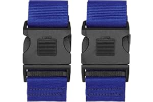 CALIFORNIA REPUBLIC 2 Stück / 4 Stück Gepäckgurte, verstellbare Koffergurte mit Namensschild, Reisezubehör für Koffer in leuchtenden Farben (2pcs Blue)