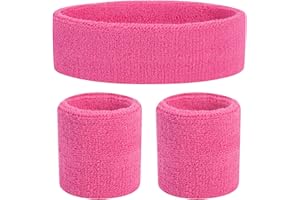 ONUPGO Zestaw opasek przeciwpotowych dla dzieci – sportowa bawełniana opaska przeciwpotowa do uprawiania sportu (1 opaska na czoło + 2 bransoletki)