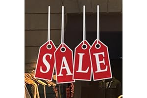 STICKERS4 Hanging Tag Shop Window Sale Sign - Reusable Vinyl Static Cling Window Sticker for Glass - Now 35% Larger