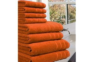 Casabella Luxury 100% Egyptian Cotton Towel Bale - 8 Pieces - 550 Gsm Xlarge Sizes_Orange_8 Pieces Set