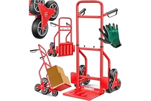 MASKO® Carretilla para escaleras, 200 kg, Carretilla de Transporte para Subir escaleras, Plegable, Ruedas de Goma Dura, Asas de plástico, Marco de Acero