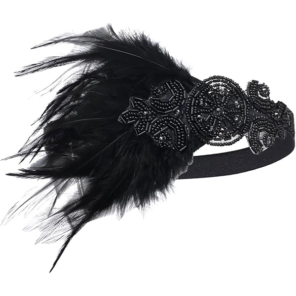 XCMVCN Charleston-jurk, jaren 20, V-hals, pailletten, parels, franjes, met jaren 20-accessoires voor carnavalskostuums, zwart, goud, S, 12 stuks