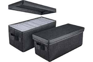 UENTIP Cajas de almacenamiento para 30 CD en estuches completos y 60 CD delgados, con 2 soportes, 13.2 x 5.9 x 5.3 pulgadas