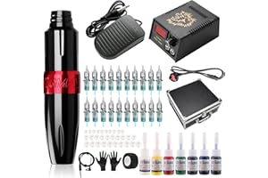 Stigma Tattoo Machine Kit Penna rotante professionale con cartucce da 20 pezzi Aghi Display digitale Alimentatore Kit tatuaggio con scatola in lega di alluminio per principianti e tatuatori