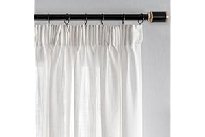 MYSKY HOME Tende in lino per soggiorno, effetto lino, semitrasparenti, con fettuccia arricciata, set da 2 pezzi, altezza 175 x larghezza 140 cm, per cameretta dei bambini, moderne, naturali