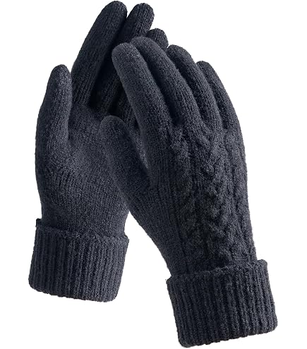 Guanti invernali unisex con funzionalità touch screen con motivo fiocchi di neve, per tenere le mani al caldo A1-menroyalblue 22 cm