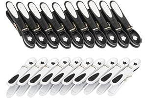 culiclean Clothes Pegs for Washing Line Strong Soft Grip 20 pcs "Flower" black white white black - Non Slip Heavy Duty Large Plastic Laundry Peg Washing Pegs Secure Grip Rubber Mark Free
