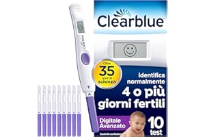 Test di ovulazione Clearblue Digitale Avanzato . Aumenta le tue possibilità di rimanere incinta,1 portastick digitale e 10 Test di ovulazione, prova l'app GRATUITA Tracker mestruazionieciclo Clearblue