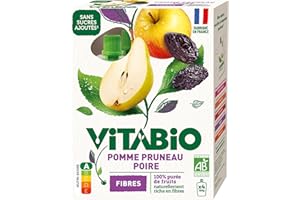 VITABIO - Gourdes Pomme Pruneau Poire - FIBRES - 4x100g - BIO