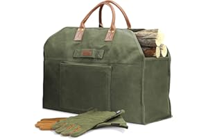 INNO STAGE Tragetasche, für Kaminholzscheite, große Feuerholztasche, langlebiger Kaminholzofen, Zubehör für Aufbewahrung (Grün)