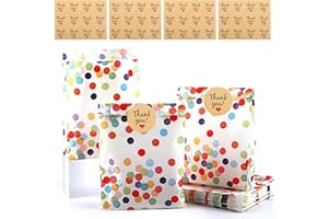 DEEPTON 40 Stück Geschenktüten Kindergeburtstag, Mitgebsel Tüten mit 48 Aufkleber, Papiertüten Kindergeburtstag, Geburtstagstüten Kinder, Geschenktüten Klein für Mitgebsel Kindergeburtstag, Hochzeit, Party