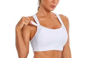 SYROKAN Women's Front Adjustable Sports Bra Lightly Padded High Impact Racerback Wireless Gym Running Bra