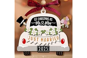NewEleven Mr And Mrs Gifts - Wedding Gifts For Bride And Groom 2025, Just Married, Newlywed Keepsake - First Christmas Married Bauble Gift From Friend, Family - Christmas Bauble