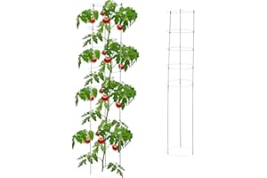 Relaxdays Rankhilfe 2er Set, Metall & Kunststoff, 150 cm hoch, 5 verstellbare Ringe, Rankstütze Kletterpflanzen, grau