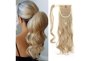Silk-co Ponytail Hair Extension One Piece Clip in on Pony Tail Synthetic Curly Hairpieces 17inch Dark Blond&Bleach Blond