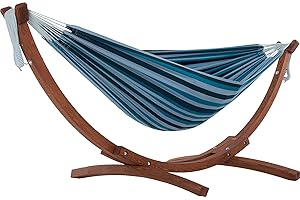 Vivere C8SPCT-34 Double hamac Coton avec Solide Support en pin-Blue Lagoon