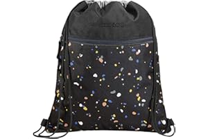 ‎COOCAZOO coocazoo Turnbeutel „Sprinkled Candy”, schwarz-rosa, mit Reißverschlussfach und Kordelzug, reflektierende Elemente, Schlaufen zur Befestigung am Schulrucksack, 10 Liter, ab der 3. Klasse