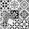 Elffloor Adhesive Floor Tiles Peel and Stick Floor Tiles Vinyl Flooring for Kitchen Bathroom Living Room Waterproof Black White 20X20cm 40pcs