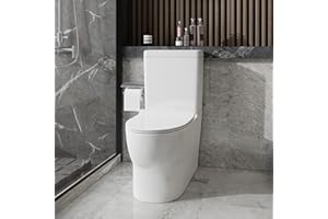 OKEPS GD Close Coupled Toilet Back to Wall Soft Closing Seat (Close Coupled Toilet WC D Shape White Back to Wall Soft Close Seat Modern Design)