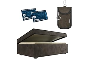 Ananta Faraday Box for Car Keys Plus Faraday Pouch & 2 RFID/NFC Contacless Blocking Cards, Best for Keyless Car Signal Blocker Security (Brown)