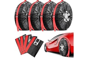 VAIAV Copri Pneumatici Auto, 4 Pezzi 18-22 Pollici Copri Gomme Auto da Garage, Copriruote Auto, Copri Ruota di Scorta con Manico