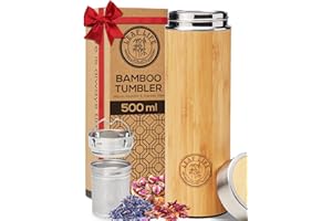 LeafLife Infuseur thé Bouteille en Bambou Premium avec Filtre 500ml – Préserve le Froid et la Chaleur pendant 12h – Bouteille infusion Isolée sous Vide
