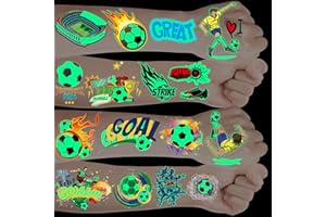 SUPRELUCK 20 Blätter Tattoos für kinder Fussball Geschenke Jungen, Leuchttattoos Kinder Tattoo Jungen, Kleinigkeiten für Kinder Fußball Mitgebsel Spielzeug, Füllung Schultüte klein Geschenke zur Einschulung