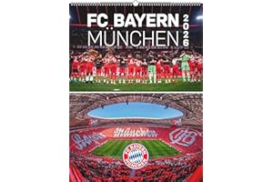 N Neumann - FC Bayern München 2026 Posterkalender, 48x64cm, Fußball-Kalender mit Motiven der Stars, Fan-Kalender mit Fußball-Highlights, Spiralbindung und internationales Kalendarium: XL-Kalender 2026