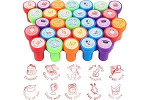 AUGENSTERN 30 PCS Assorted Self-Inking Rubber Stamps for Kids, Teachers - Motivational Classroom Rewards, Review Stamps for Home School Prizes, Party Favors