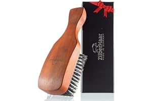 ZilberHaar - Major Hair & Beard Brush for Men - Stiff Boar Bristles and Pearwood - All Beard and Hair Types - Perfect for Thick or Thin Hairs - Men's Hair Brush and Beard Brush - Made in Europe