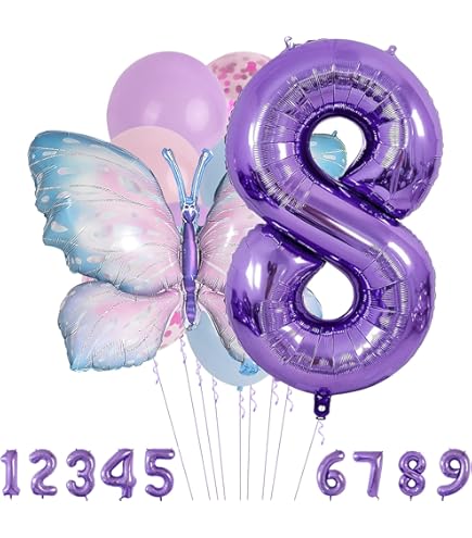 Ballon Papillon 7e Anniversaire Fille Violet Décoration D