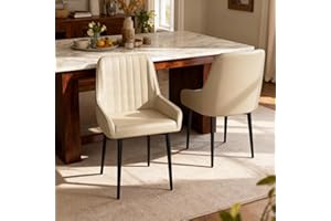 FiveWillowise Esszimmerstuhl 2er Set, Gebogene Rückenlehne, Küchenstuhl mit Metallbeinen, Tragfähigkeit von 120 kg, für Esszimmer, Schlafzimmer, Arbeitszimmer, Taupe