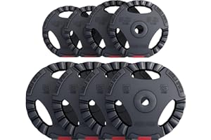 GORILLA SPORTS® - Juego de discos de pesas vinilo 27,5 Kg Triple Agarre - 2x 1,25 kg 2x 2,5 kg 4x 5 kg Díametro 30/31 mm