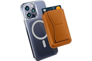 MyGadget Magnetyczny portfel Magsafe - z kieszenią na karty i uchwyt - Portfel ze sztucznej skóry kompatybilny z Apple iPhone 14/13 / 12 Series - Czarny, Brązowy, Magsafe Wallet