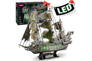 CubicFun Puzzle 3D de Hollandais Volant - LED Maquette de Bateau de Pirate Hollandais Volant, Cadeau d'anniversaire pour Adulte, 360 Pièces