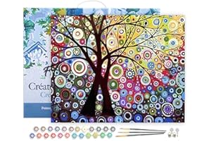 Figured'Art Peinture par Numéro Adulte avec Cadre Vitrail - Activité Manuelle Kit de Loisir Créatif DIY Numéro d'Art Complet - 40x50cm toile tendue sur châssis