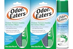 Odor-Eaters Trainer Tamers Insoles x 2 Plus Sport Foot & Shoe Spray 150 ml Bundle