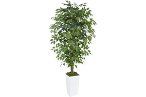 TXABL Artificial Ficus Tree 180 CM Artificial Plants Indoor Trees Decorative Artificial Trees 6FT Tall Fake Plants Faux Ficus Tree Fig House Plant Green Lifelike Home Outdoor Decor