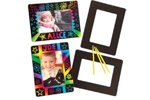 Baker Ross Kratzbild-Bilderrahmen - 21.5cm x 16cm - scratch art für Kinder zum Basteln - 8 Stück, sortiert