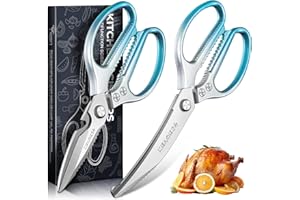DRAGON RIOT Kitchen Shears, 2-Pack Kitchen Scissors, Blue Meat Cooking Scissors, Multipurpose Poultry Shears, Dishwasher Safe